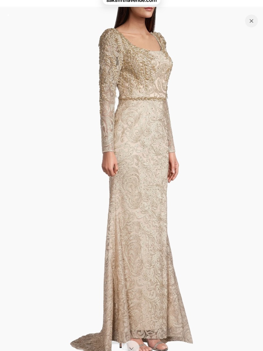 Mac Duggal  Beaded Lace A-Line Gown - Picture 4 of 13